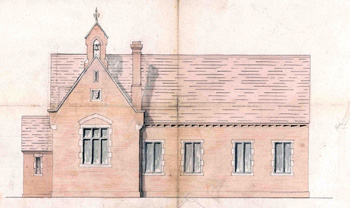 Front elevation of the school extension in 1870 [AD3865-17-5]